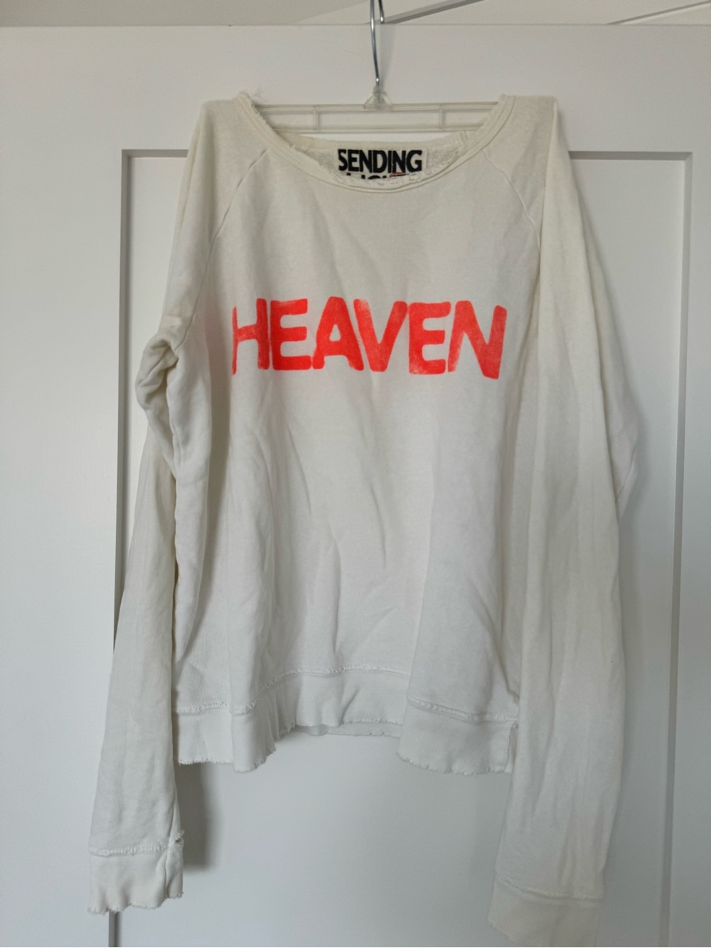 Vintage Free City Graphic Sweatshirt in White & Neon Coral